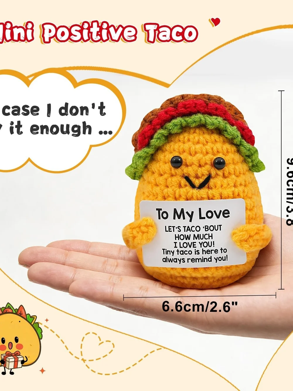 To My Love Yellow Crochet Taco Plush Positive Decor Home Desk Gift Humor AG